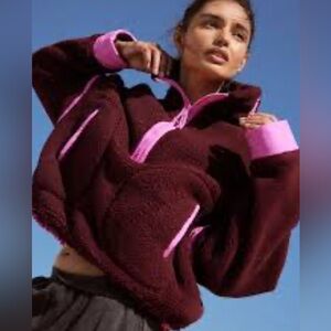 FP Movement by Free People Burgundy and Pink Teddy Jacket